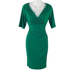 Ralph Lauren green jersey stretch faux wrap dress 6